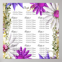 Purple pink wedding seating charts print