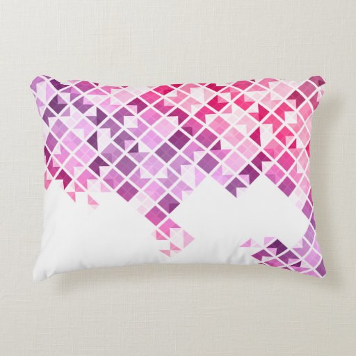 Purple, Pink & White Geometric Pattern Decorative Pillow Zazzle