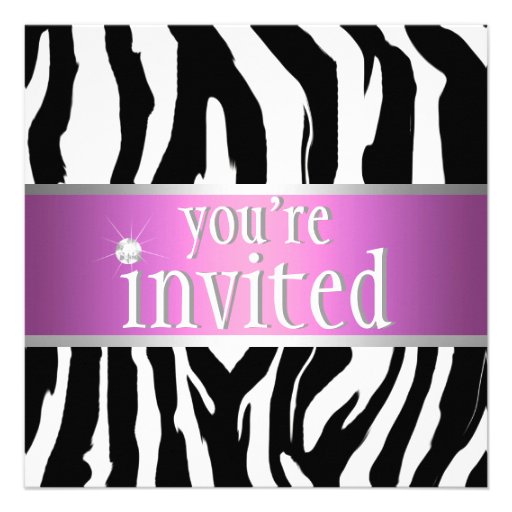 Purple/ Pink Zebra Birthday Invitation