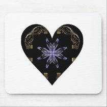 Purple Pinwheel Framed with Gold Heart Mouse Pads