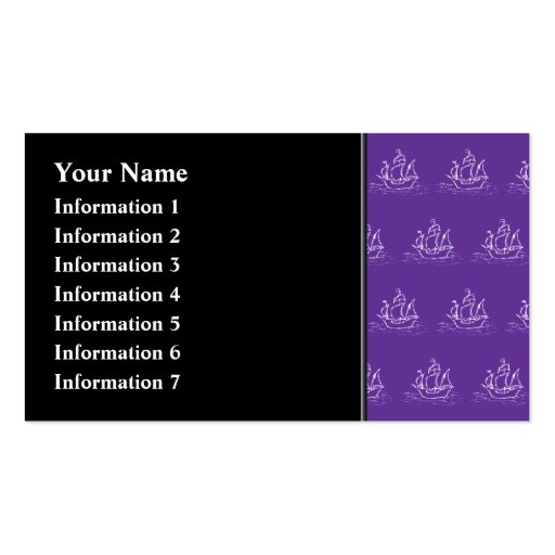 Purple Pirate Ship Pattern. Business Cards (front side)