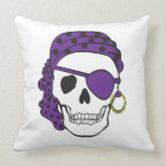 Purple Pirate Skull Pillow pillows