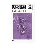 Purple pizazz for 70th birthday postage