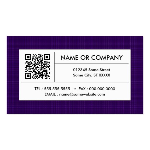 purple plaid QR code Business Cards