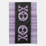 Purple Plaid Skull Kitchen Towel