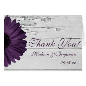Purple Plum Daisy Rustic Wedding Thank You Cards