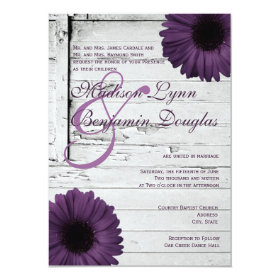 Purple Plum Gerber Daisy Wedding Invitations Ver2 4.5