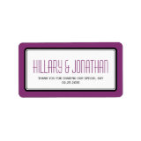Purple plum rectangular frame wedding favor labels