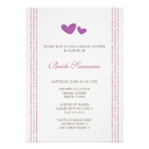 Purple / plum whimsical hearts bridal shower invitations