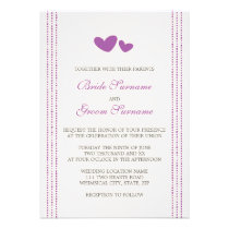 Purple / plum whimsical hearts wedding invitation