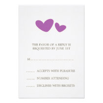 Purple / plum whimsical hearts wedding RSVP card Custom Invites
