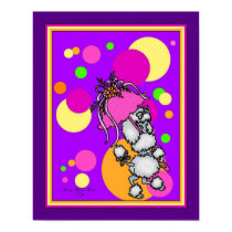 Purple Polk-a-dot Poodle posters