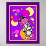 Purple Polk-a-dot Poodle Poster