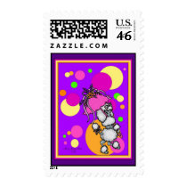 Purple Polk-a-dot Poodle Stamp