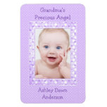 Purple Polka Dot Baby Photo Template Magnet