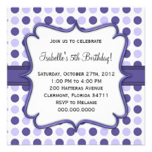 Purple Polka Dot Birthday Invitation