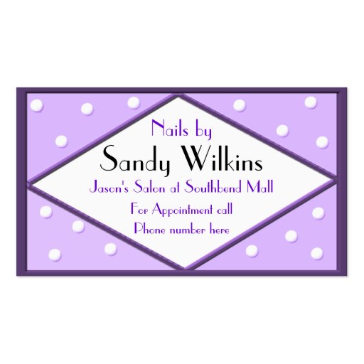 Purple polka dot Business Card (front side)