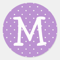 Purple polka dot kiddo monogram letter custom stickers