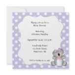 Purple Polka Dot Koala Bear Invitation