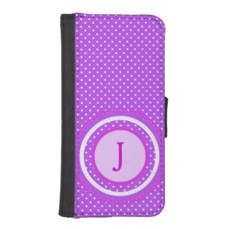 Purple Polka Dot Monogram iPhone 5 Wallet Case