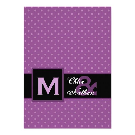 Purple Polka Dot Pattern Monogram Wedding Template Personalized Announcement