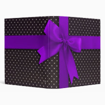 Purple Polka Dot Ribbon 3 Ring Binders