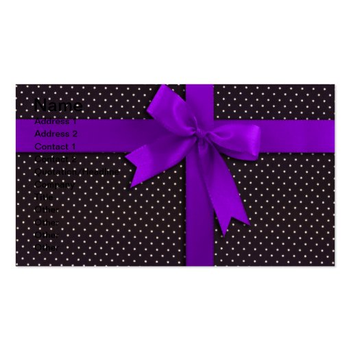 Purple Polka Dot Ribbon Business Card Template