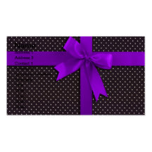 Purple Polka Dot Ribbon Business Card Template