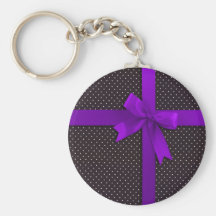 Purple Polka Dot Ribbon Key Chains