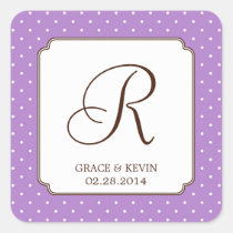 Purple polka dot single monogram letter custom stickers