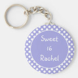 Purple Polka Dot Sweet 16 Keychain