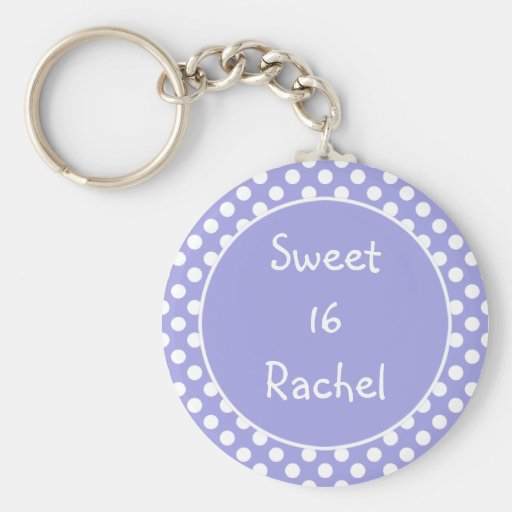 Purple Polka Dot Sweet 16 Keychain