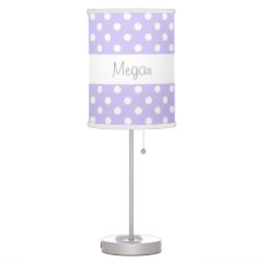 Purple Polka Dots Custom Name V085 Lamp