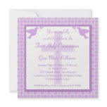 Purple Polka Dots First Holy Communion Invitation