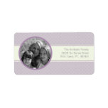 Purple Polka Dots Photo Horizontal White Stripe Custom Address Label