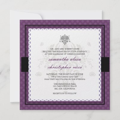 plain zebra print and purple wedding invitations