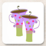 Purple Polka Dotted Coffee Cups Coasters