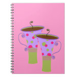 Purple Polka Dotted Coffee Cups Spiral Notebook