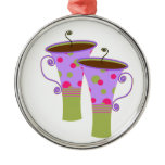 Purple Polka Dotted Coffee Cups Christmas Tree Ornament