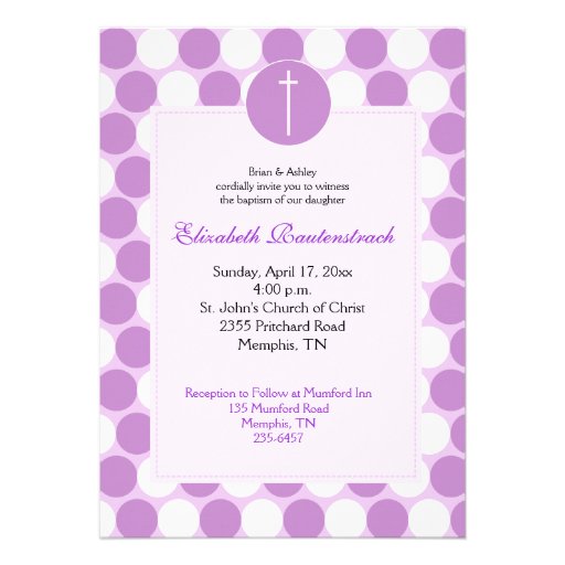 Purple Polkadot Baptism / Christening Invitation