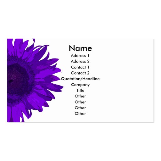 Purple Pop Art Flower Business Card Templates (front side)
