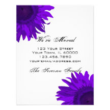 Purple Pop Art Flower Change of Address Custom Invite