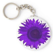 Purple Pop Art Sunflower Keychain