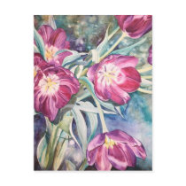 Purple Poppy Floral Watercolor Easter Greetings postcards
