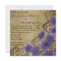 Purple Poppy Vintage Wedding Invitation
