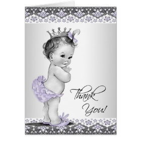 Purple Princess Baby Shower Thank You Stationery Note Card