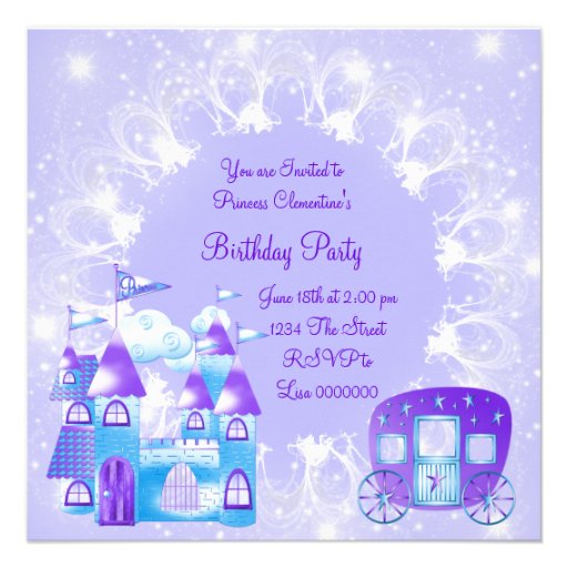Purple Princess Birthday Party Invitations