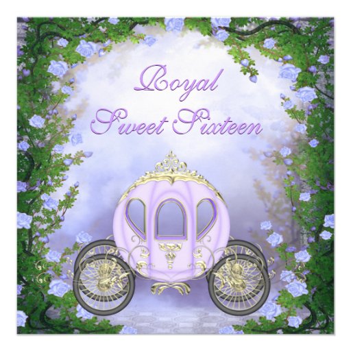 Purple Princess Carriage Enchanted Sweet 16 Announcement