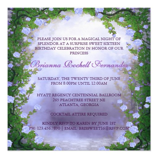 Purple Princess Carriage Enchanted Sweet 16 Announcement