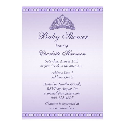 Purple Princess Coach Girls Baby Shower Invites